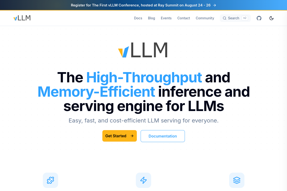vLLM website screenshot 1