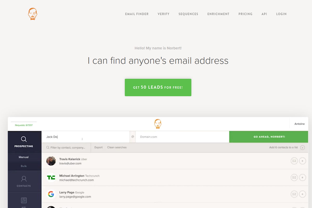 Norbert website screenshot 1