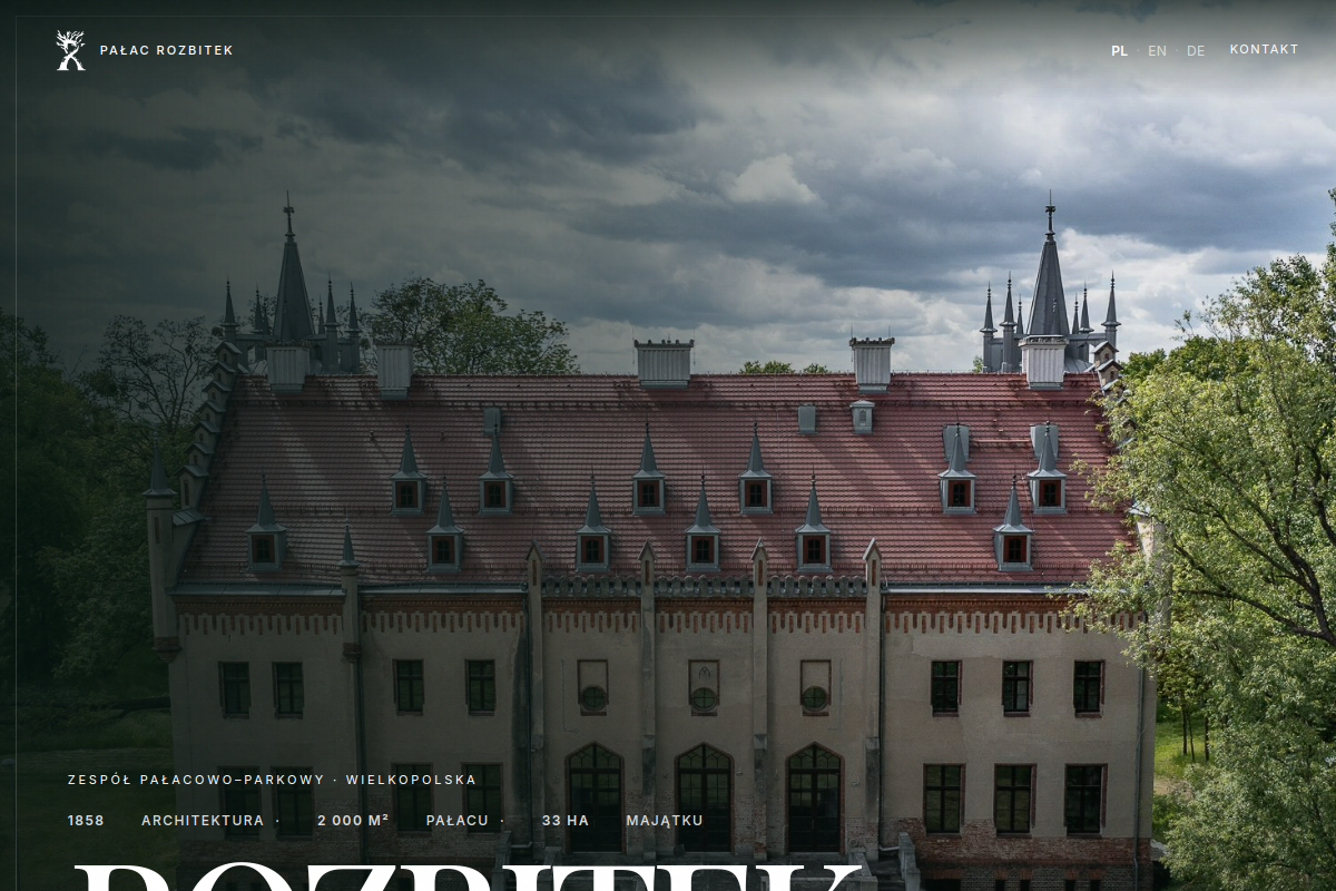 Rozbitek Palace website screenshot