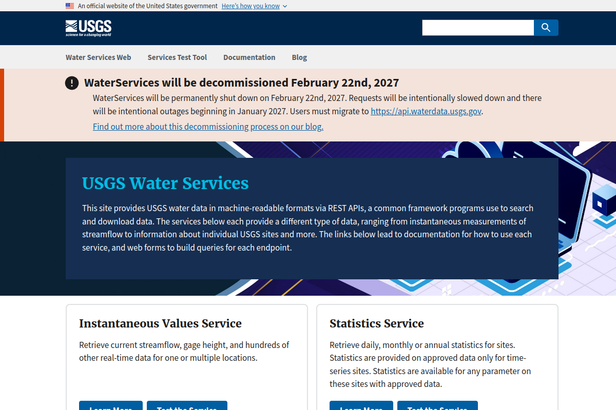 USGS Water Services preview