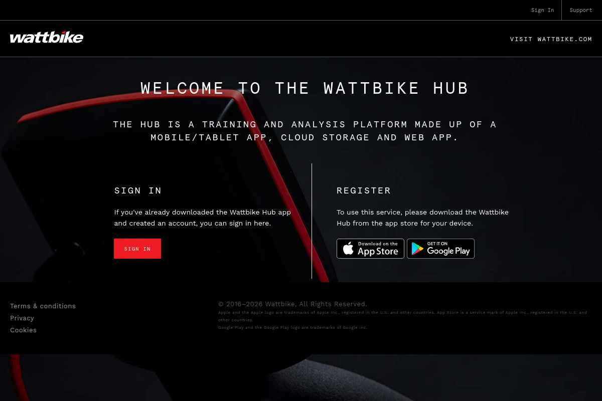 Wattbike Hub website screenshot 1