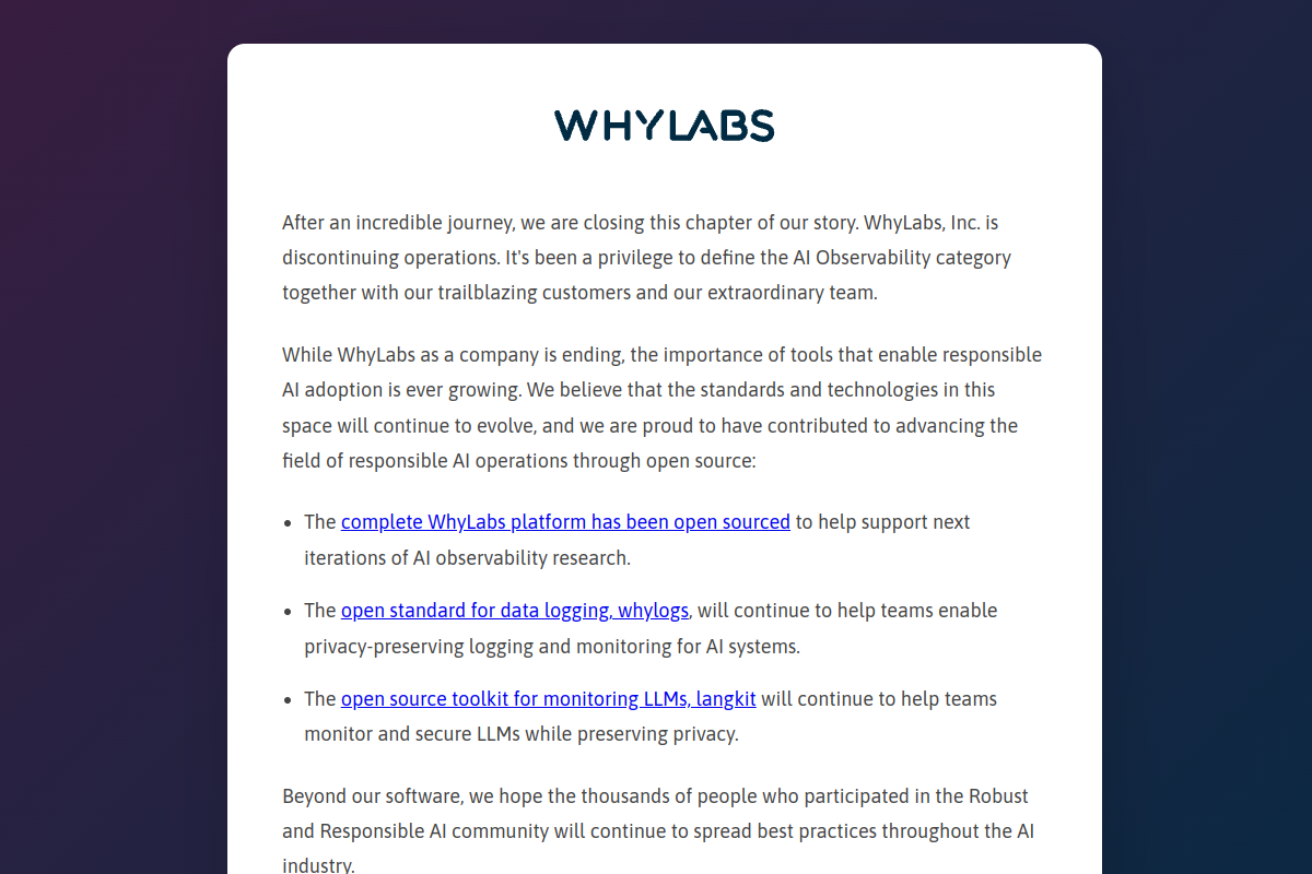 WhyLabs screenshot