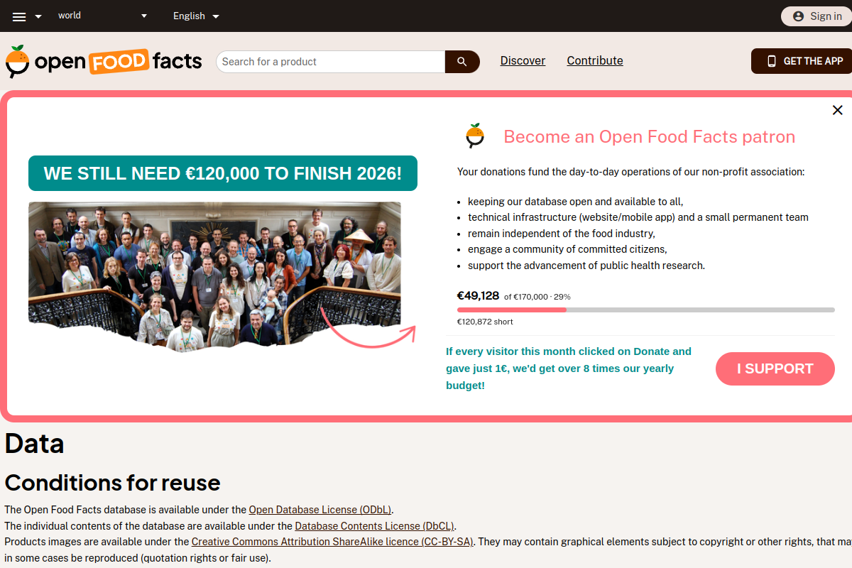 Open Food Facts preview