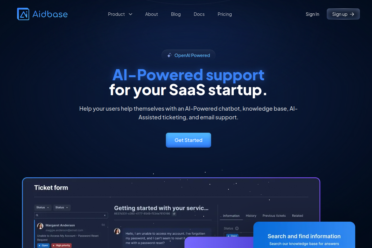 Aidbase website screenshot 1