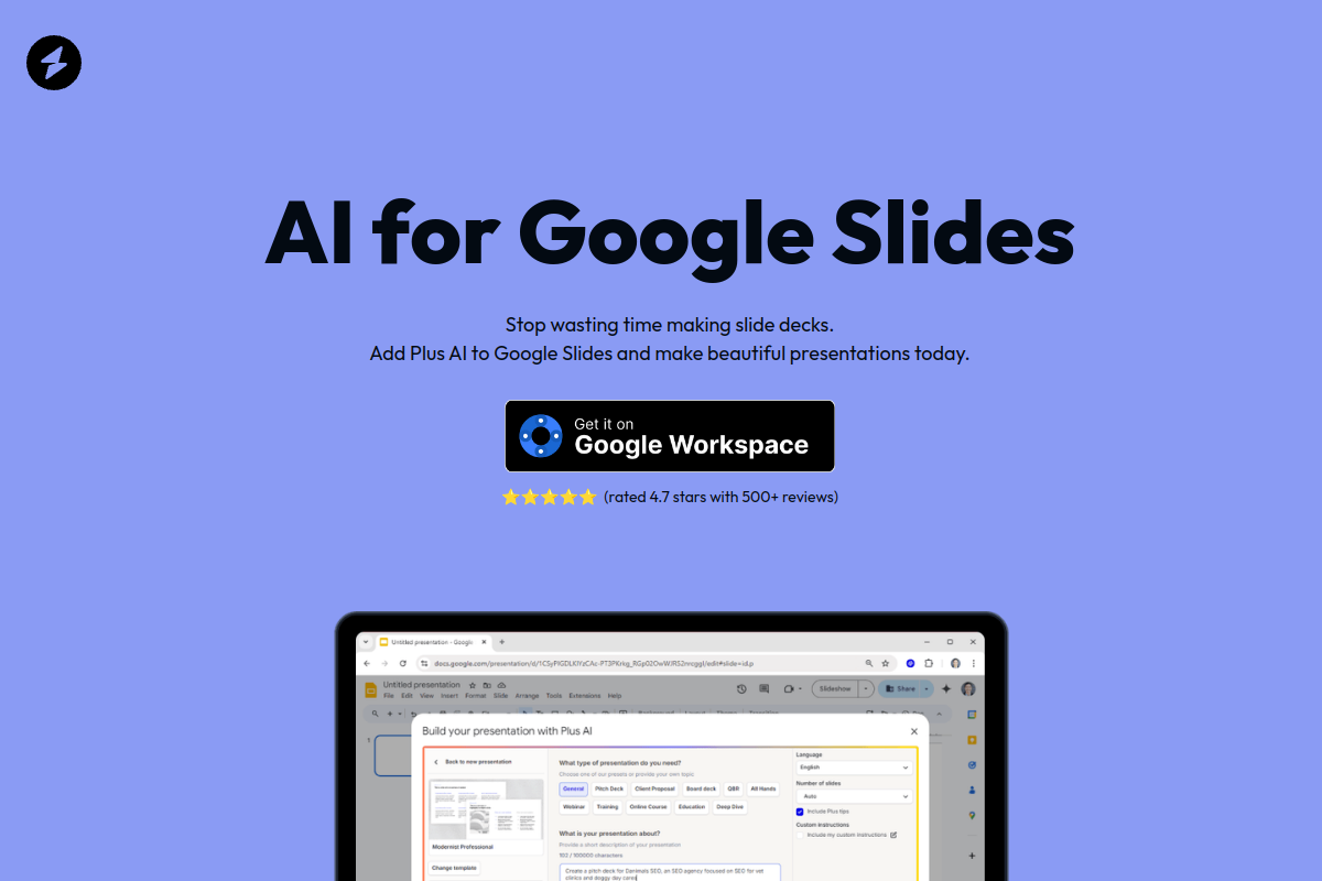 AI for Google Slides website screenshot 1