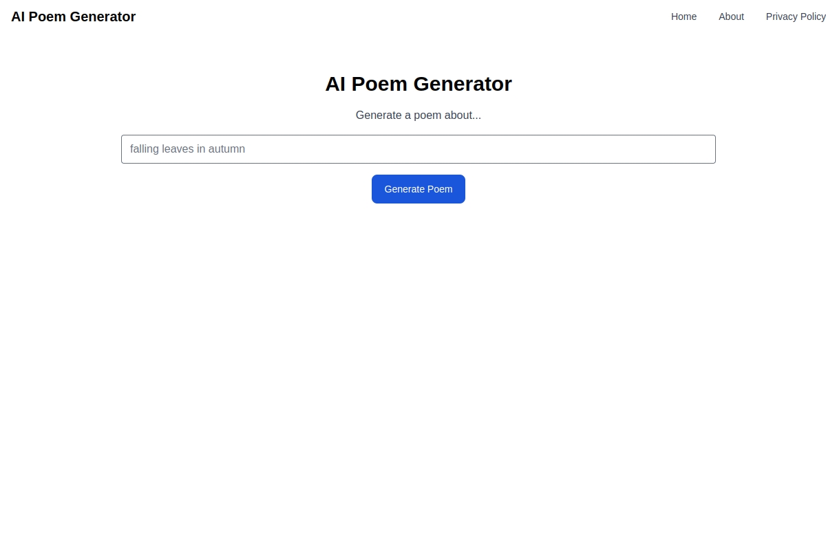 AI Poem Generator website screenshot 1