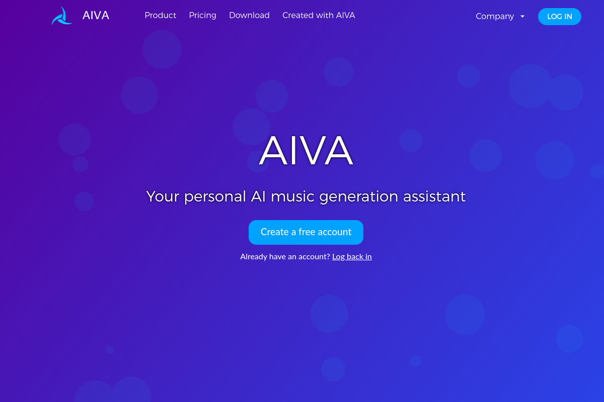 AIVA website screenshot 1