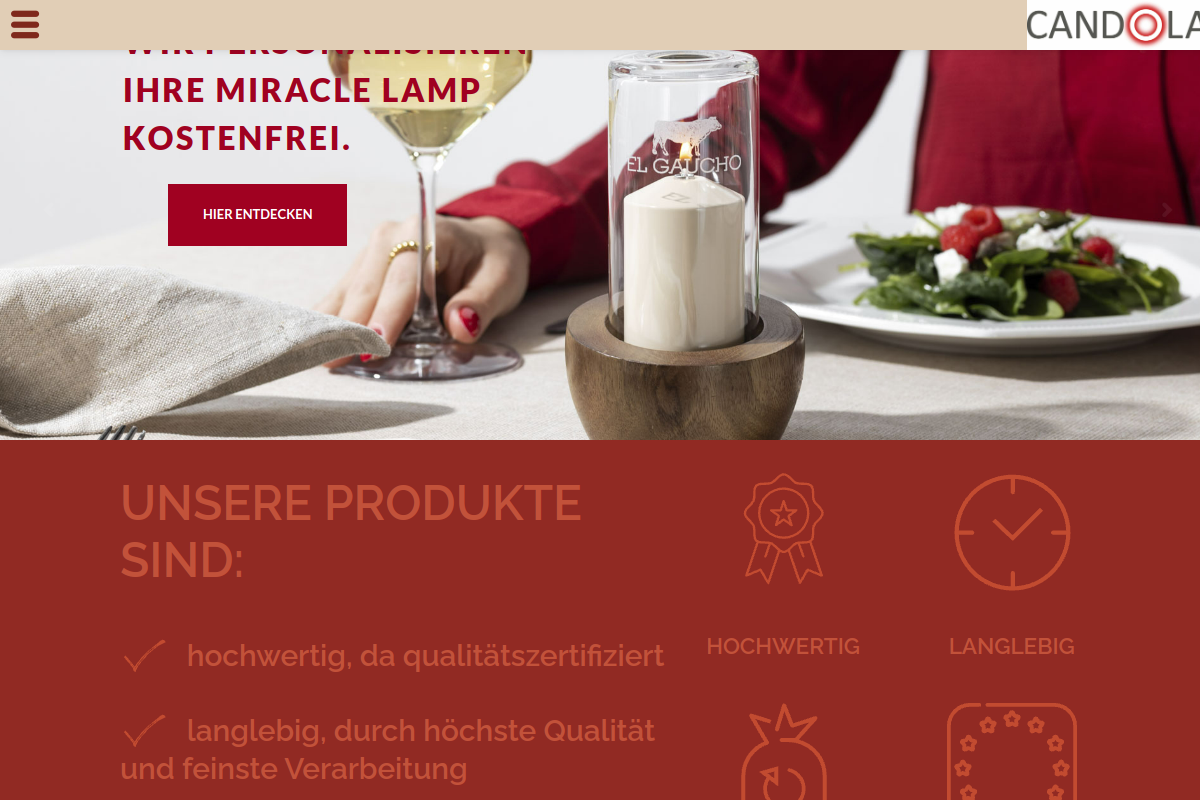 Aktuelle Website-Vorschau von Candol
