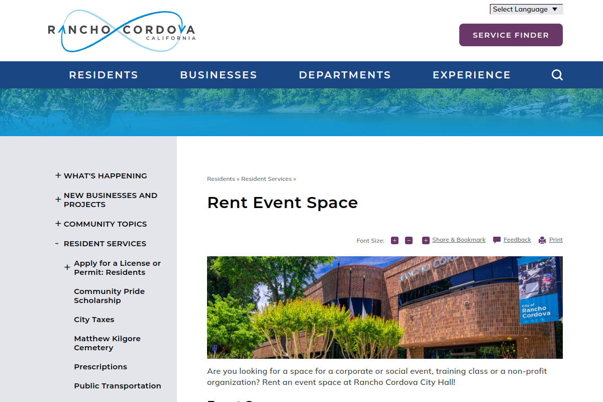 Rancho Cordova City Hall Event Space