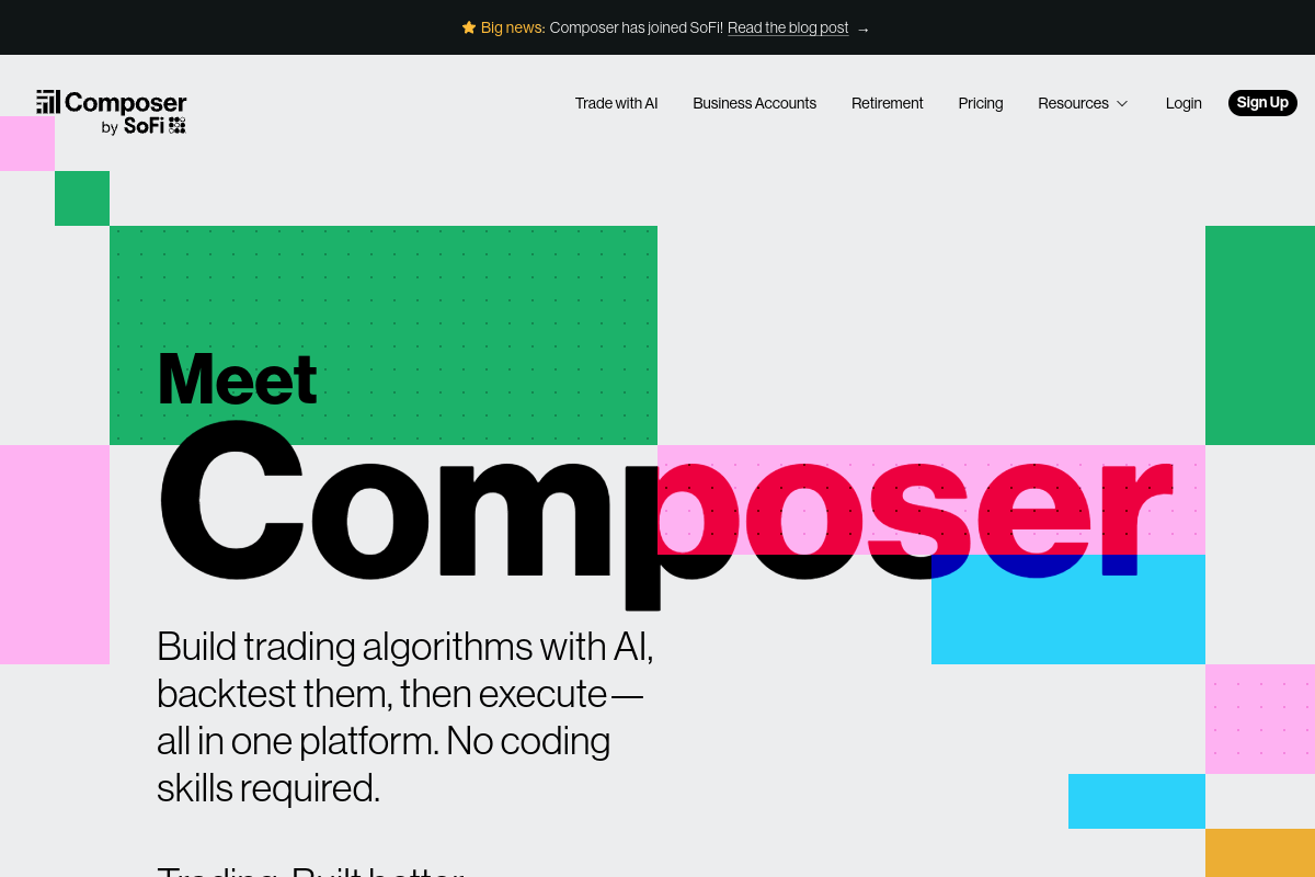 Composer Trade website screenshot 1