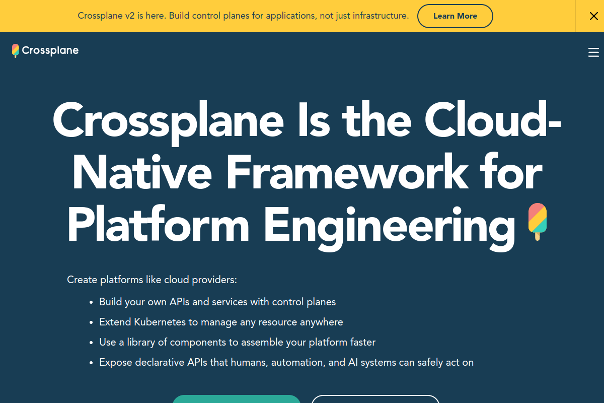 Screenshot of crossplane.io