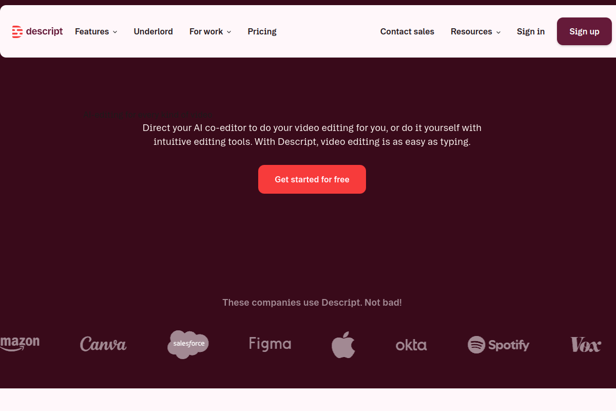 Descript (Free Plan) preview