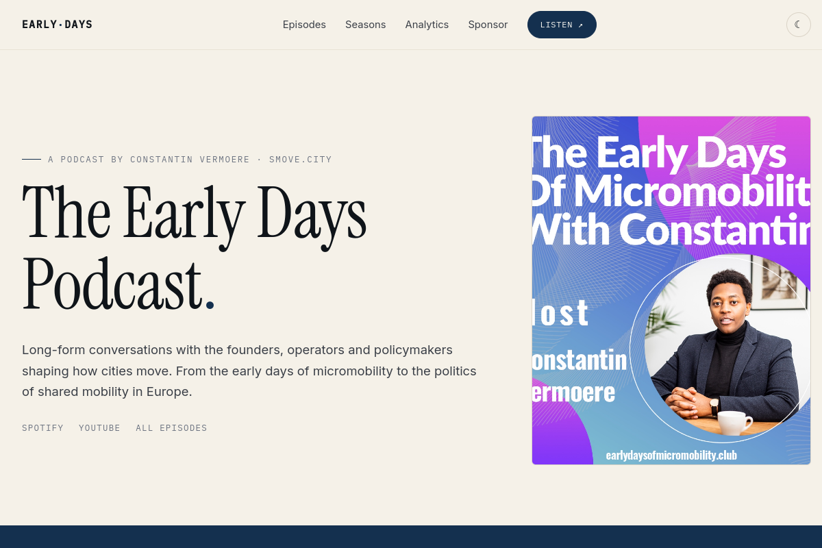 Early Days Podcast website preview
