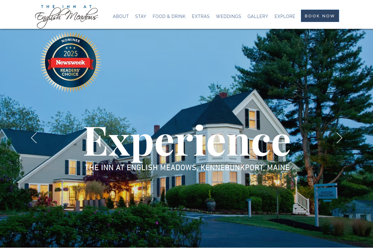 Dated visual capture of the Inn at English Meadows public homepage