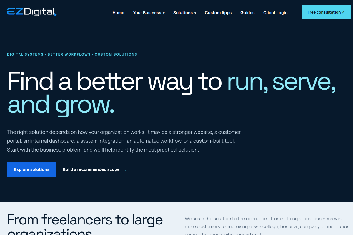 EZDigital homepage preview