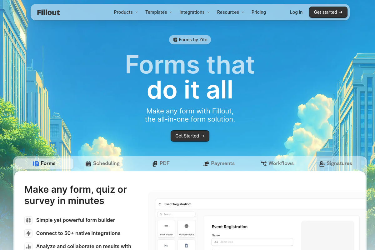 Fillout screenshot