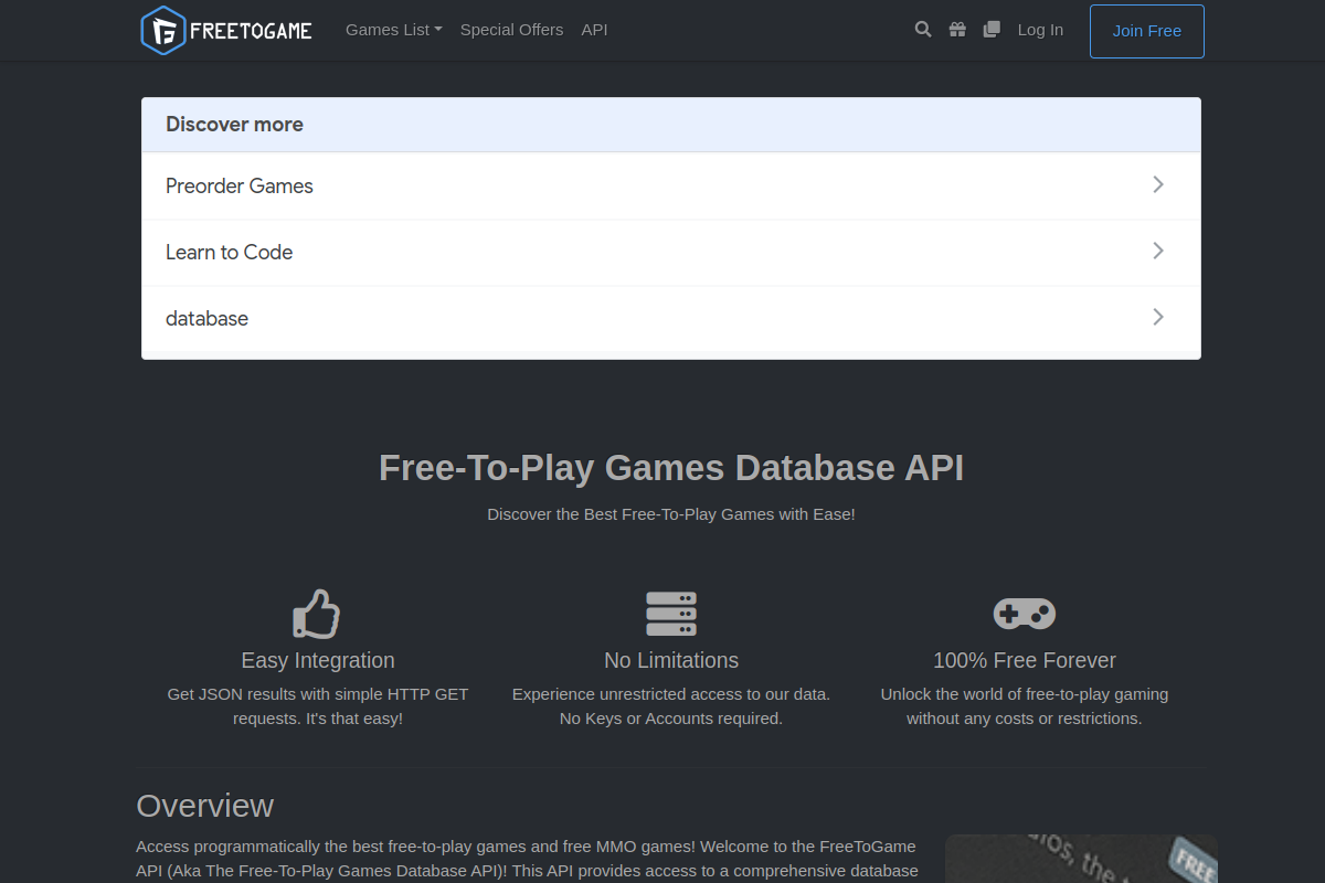 FreeToGame preview