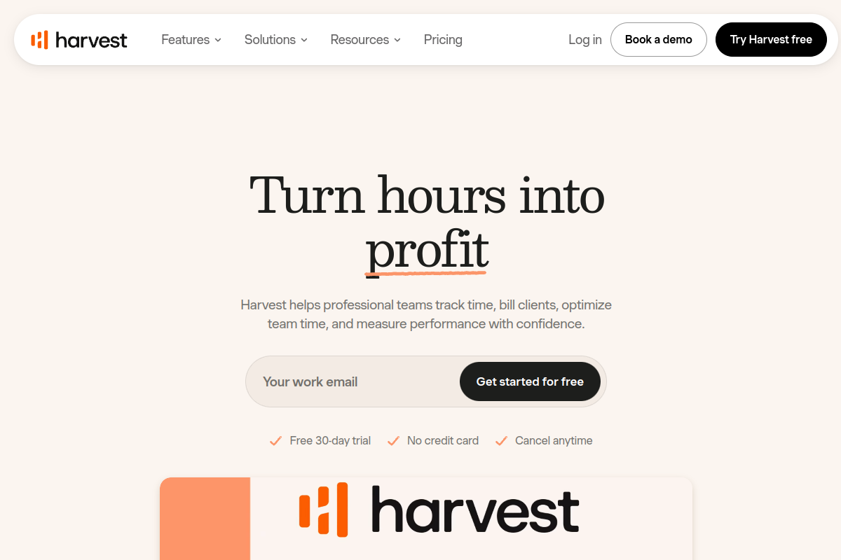 Harvest screenshot