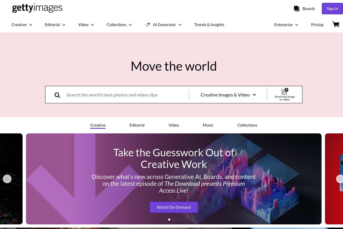 Getty Images screenshot