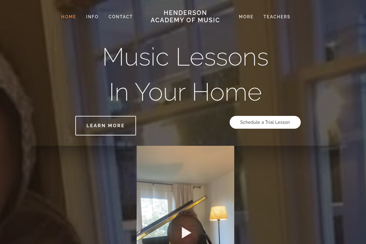 Homepage screenshot of Henderson Academy of Music, captured July 12, 2026