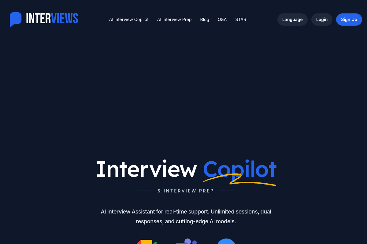 Interviews Chat website screenshot 1