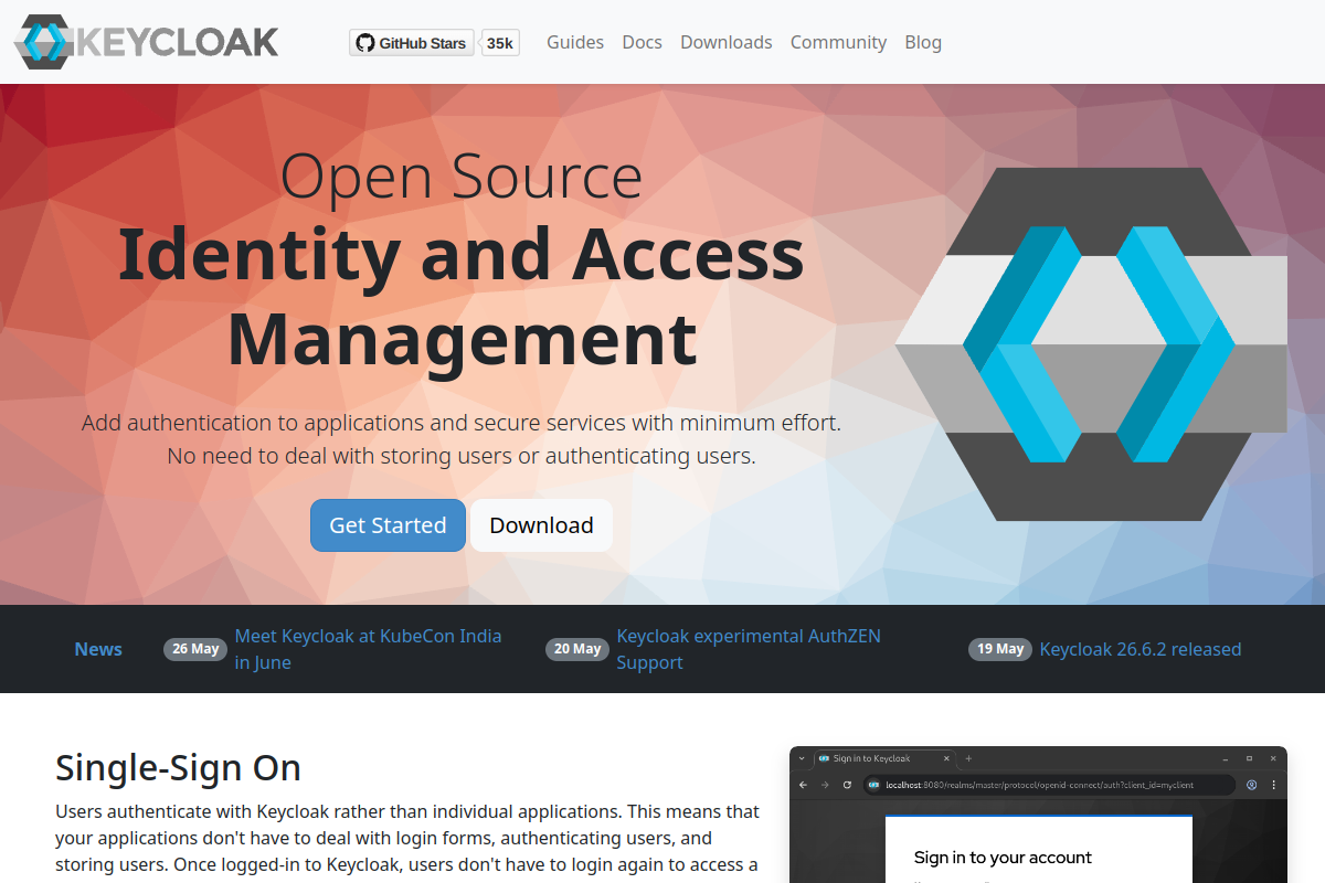Screenshot of keycloak.org