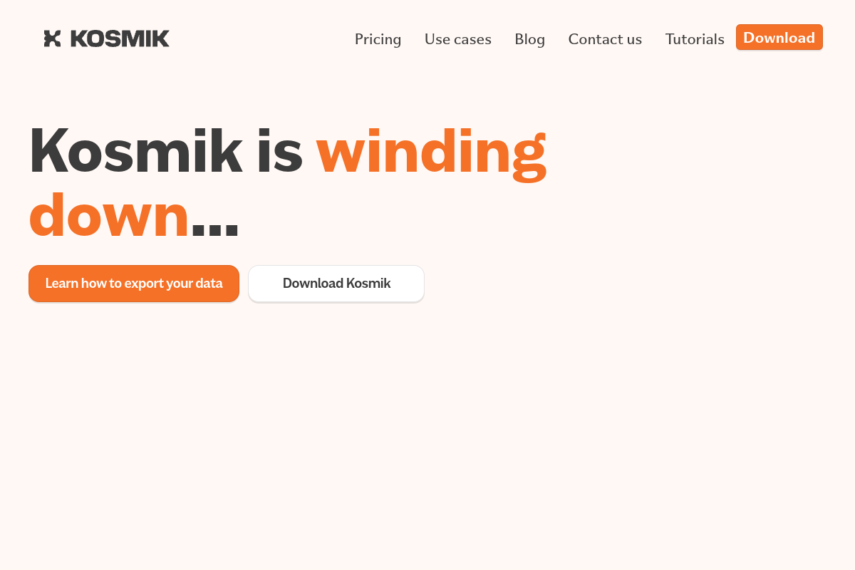 Kosmik website screenshot 1