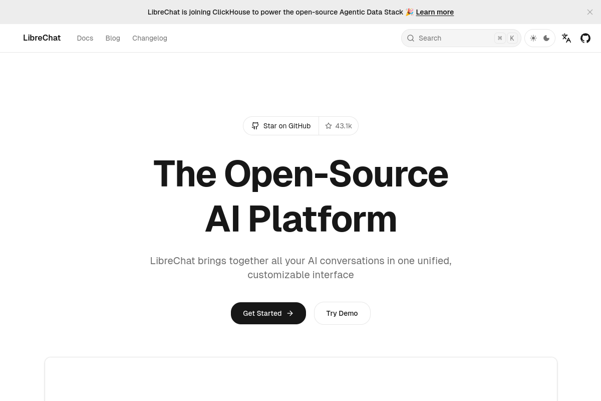 LibreChat website screenshot 1