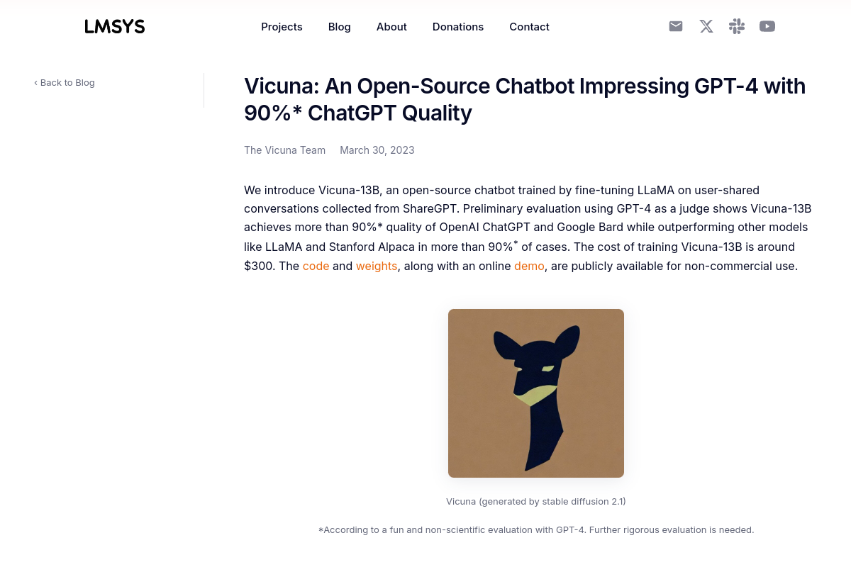 Vicuna-13B website screenshot 1