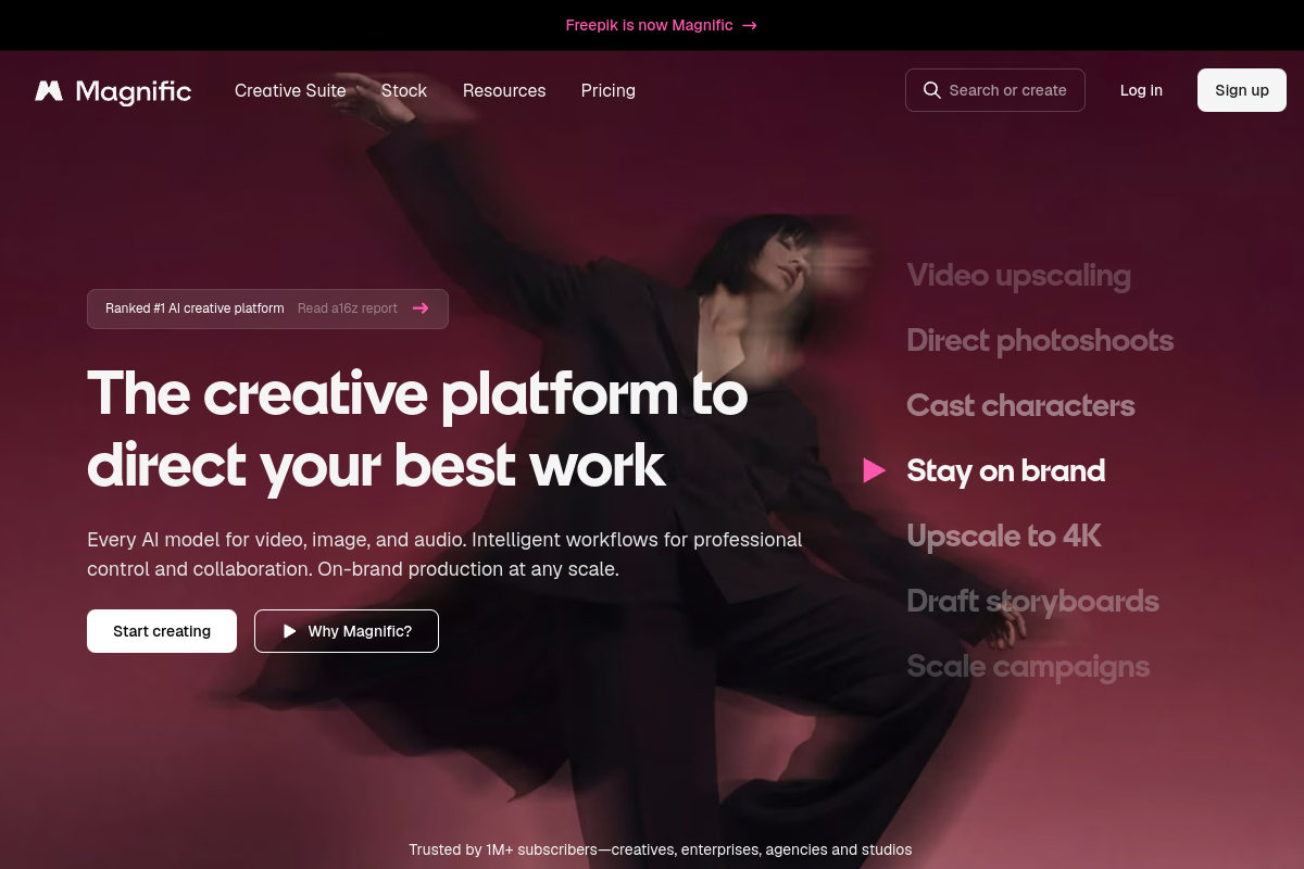 Magnific website screenshot 1