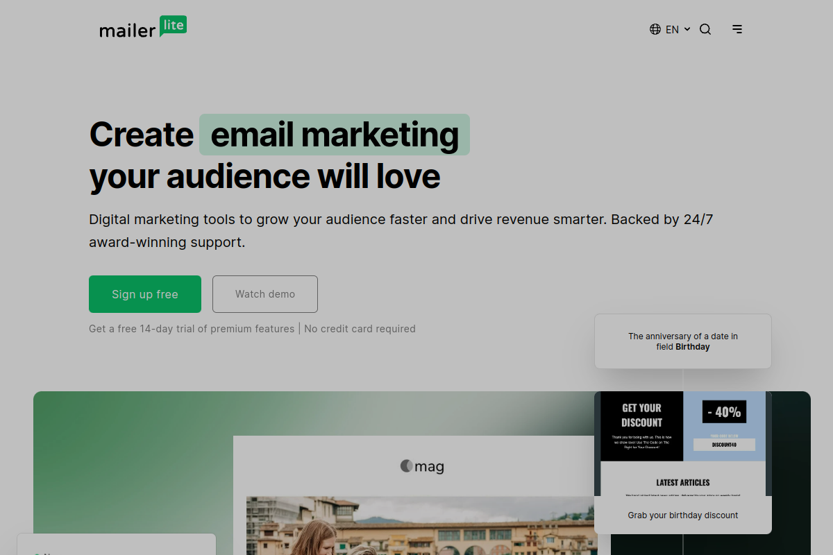 MailerLite screenshot