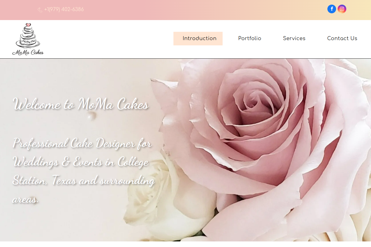 Dated visual capture of the MoMa Cakes public homepage