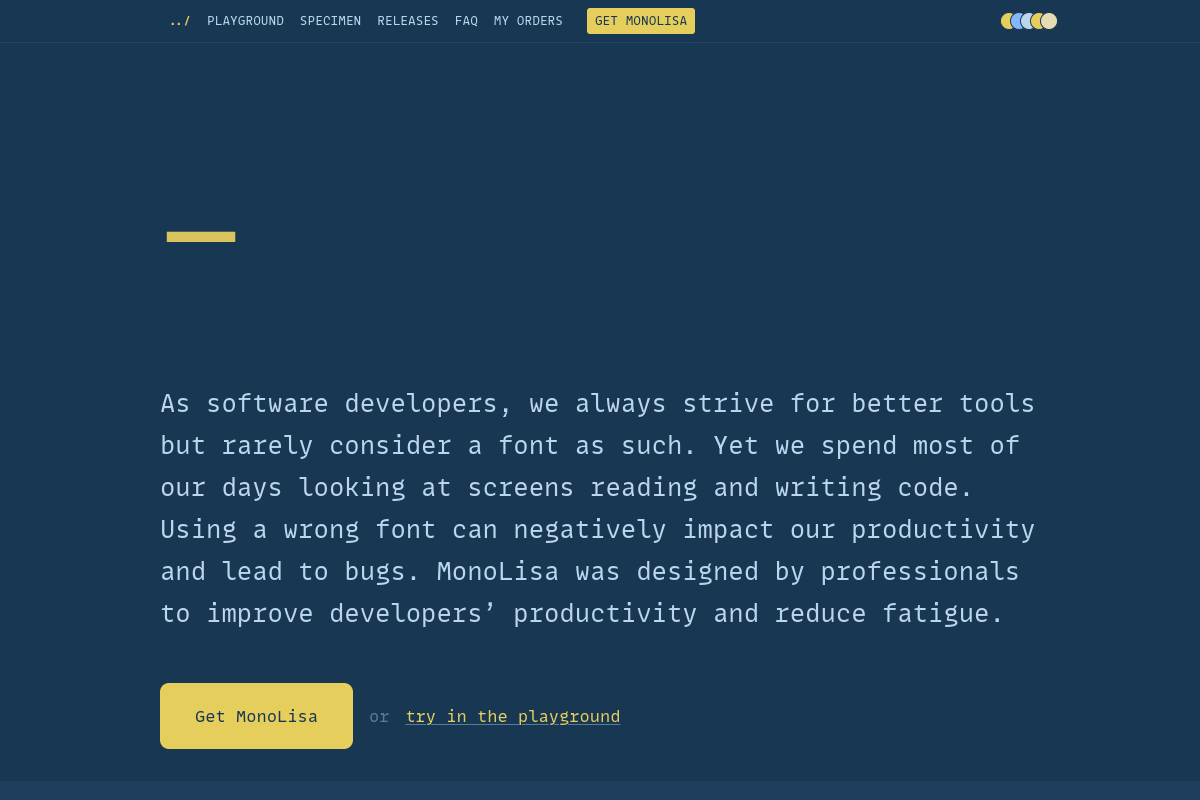screenshot of MonoLisa - A font family designed for software developers