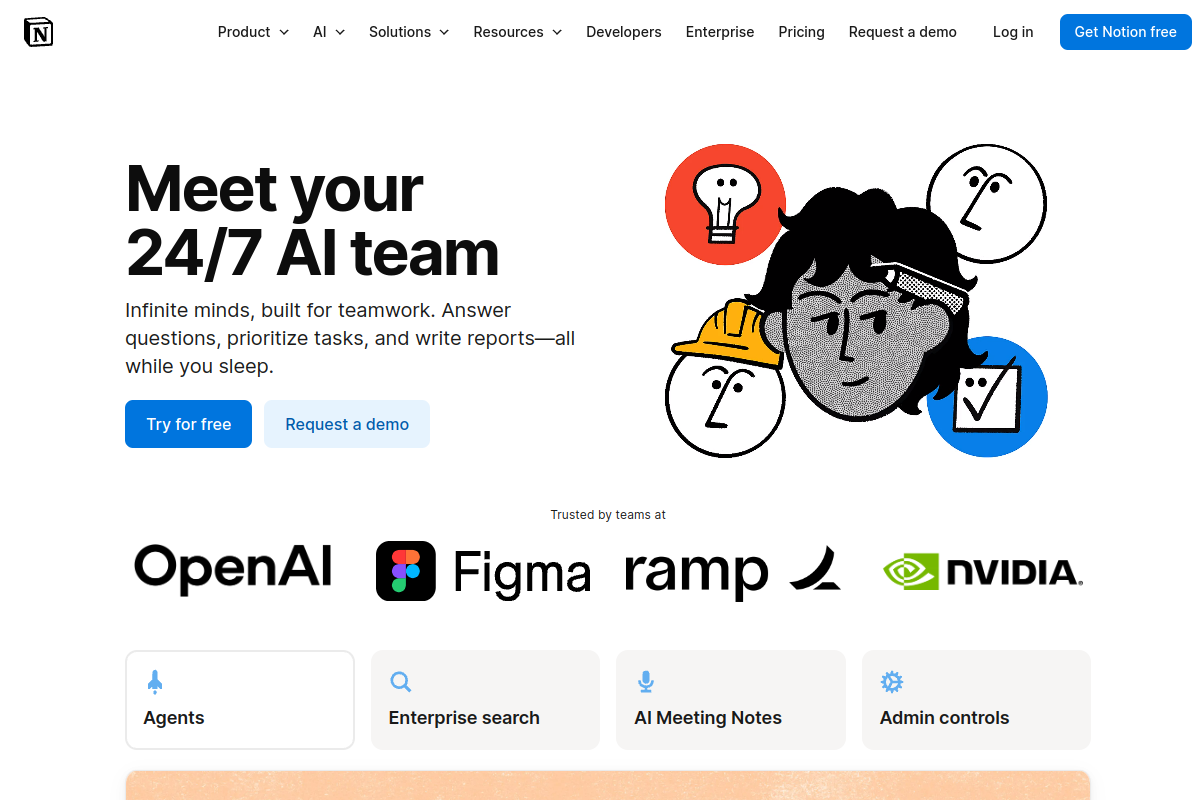 Notion AI website screenshot 1