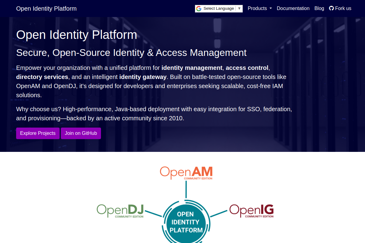Screenshot of openidentityplatform.org