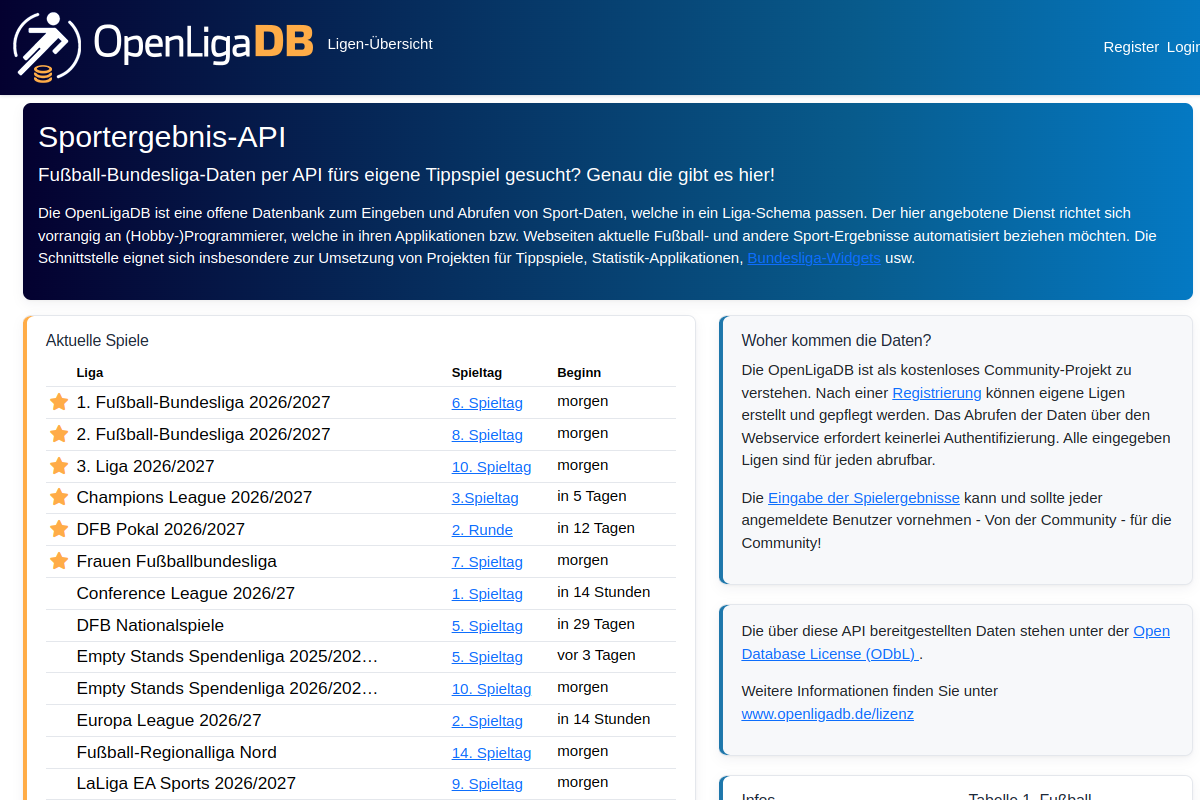 OpenLigaDB preview
