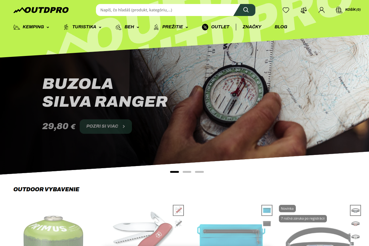 Náhľad e-shopu OUTDPRO.sk - outdoor, outdoorové vybavenie