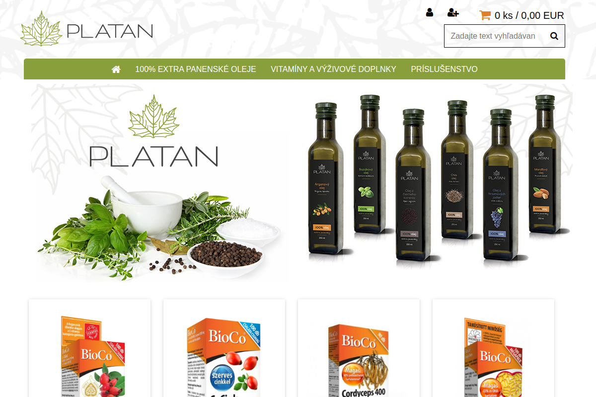Náhľad e-shopu Platan Oleje