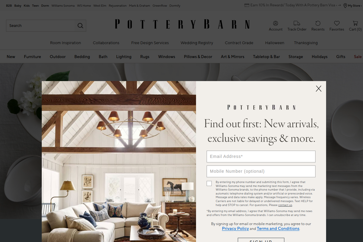 Pottery Barn Wedding Registry