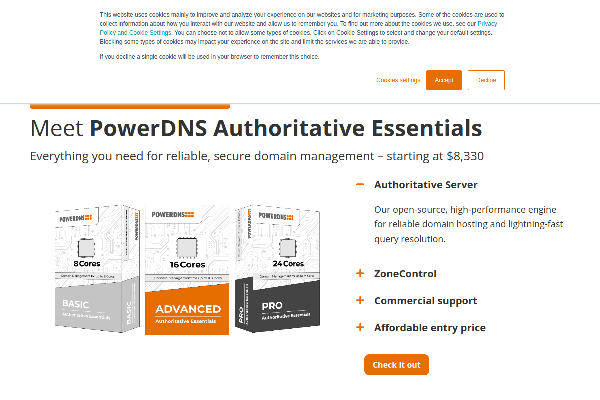 Screenshot of powerdns.com