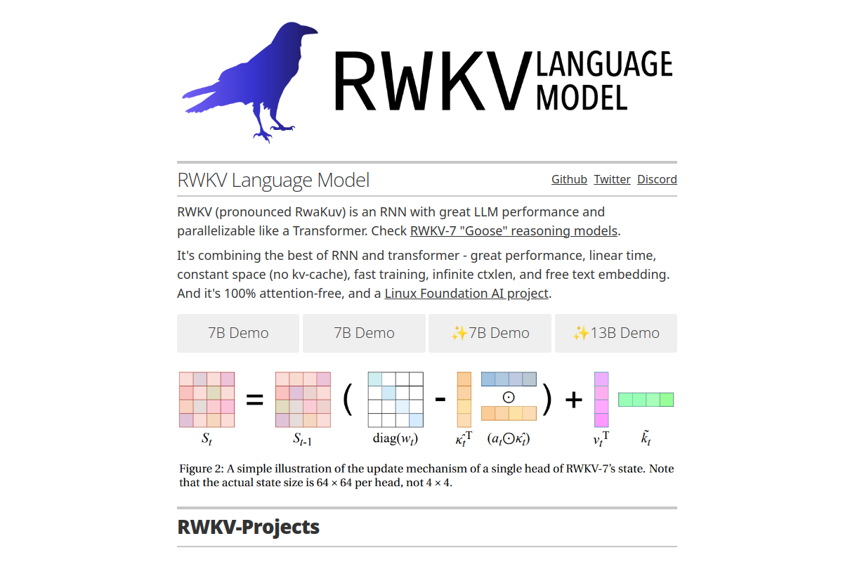RWKV 5 website screenshot 1