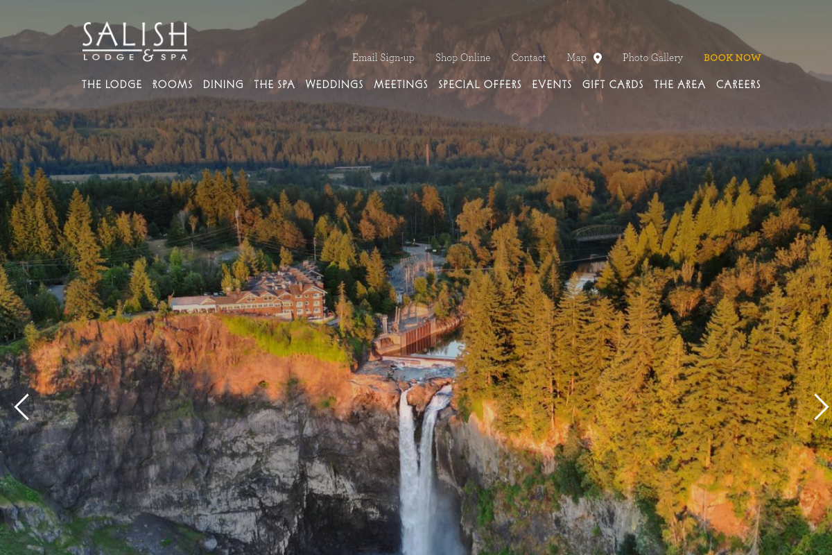 Dated visual capture of the Salish Lodge and Spa public homepage