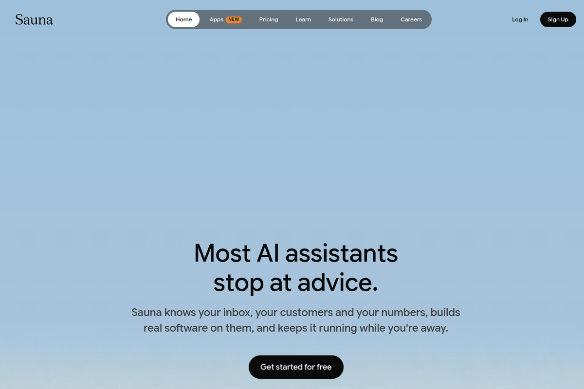 Sauna website screenshot 1