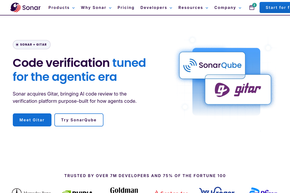 Screenshot of sonarsource.com