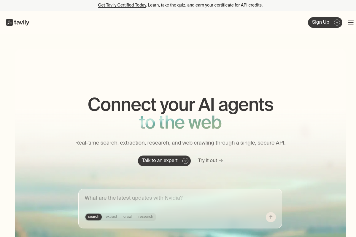 Tavily screenshot