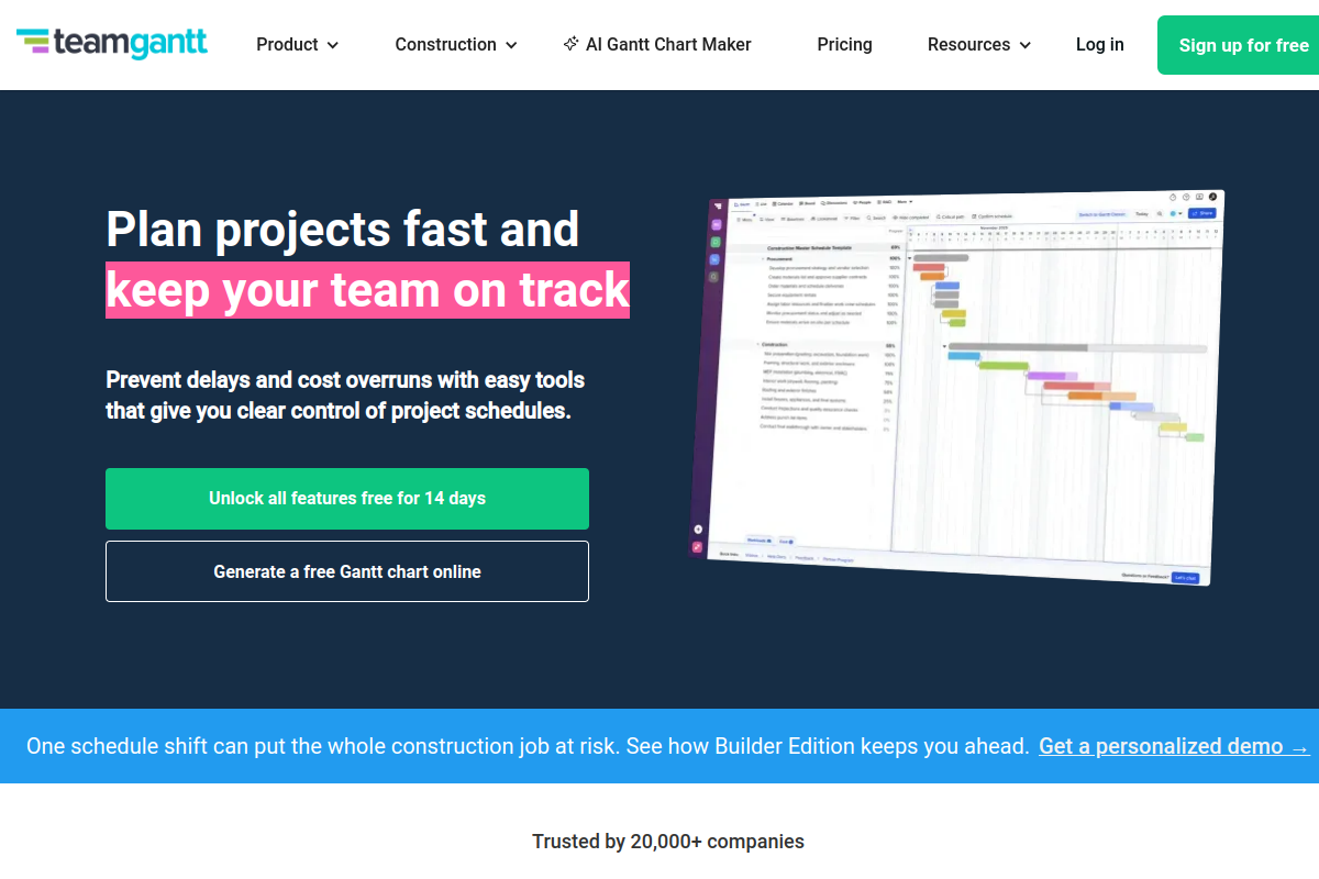 TeamGantt screenshot