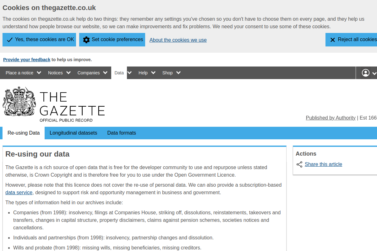 Gazette Data, UK preview
