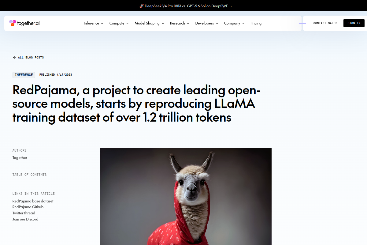 RedPajama, a project to create leading open-s website screenshot 1