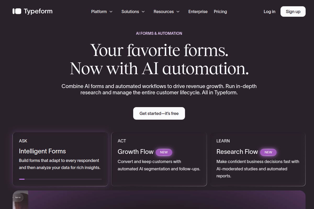 Typeform screenshot
