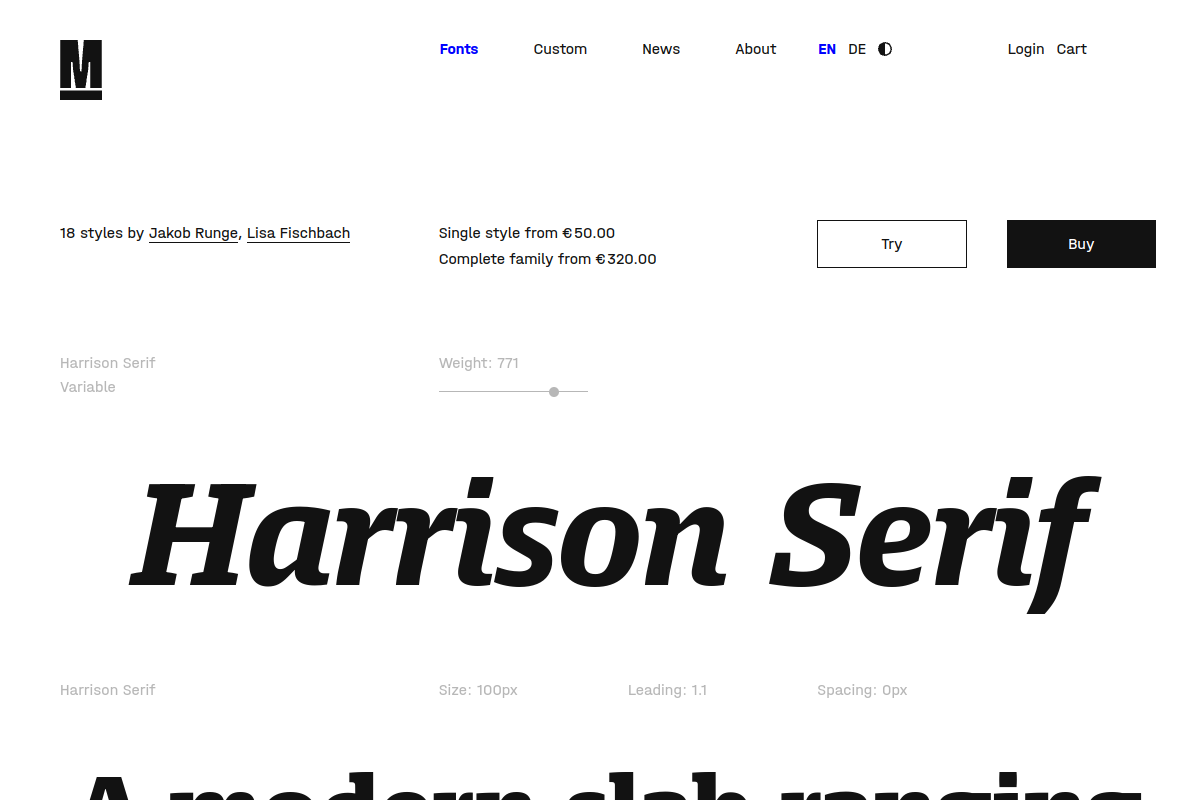 screenshot of Harrison® Serif Pro